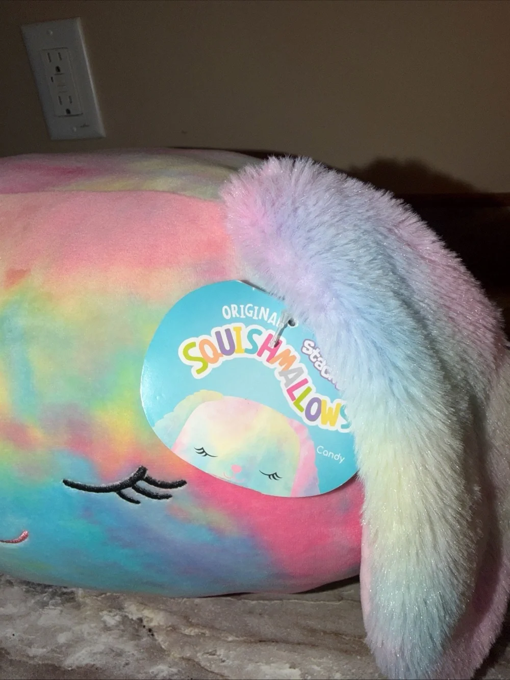 Squishmallows Rainbow CANDY Tie-Dye Bunny Plush - Pink Blue Yellow